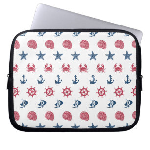 Röd vit och blå havssymbol Mönster Laptop Sleeve