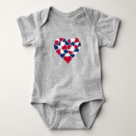 Röd, Vit och Blå Hjärtan Baby Kofta T Shirt