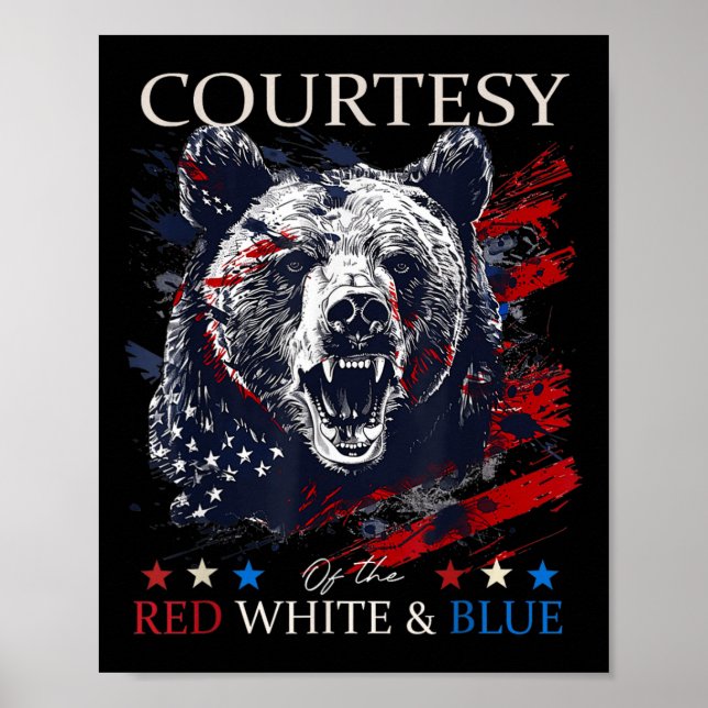 Röd vit och blå i USA 4 juli Poster (Framsidan)