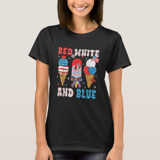 Röd Vit Och Blå Isglass USA Flagga Patriotisk T Shirt