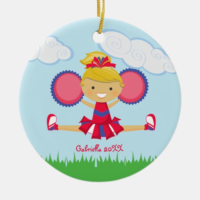 Röd, vit och blå julprydnad julgransprydnad keramik (Framsidan)