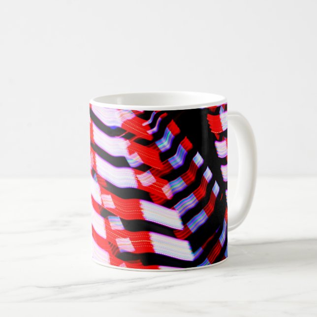 Röd vit och blå kaffemugg (Framsida höger)