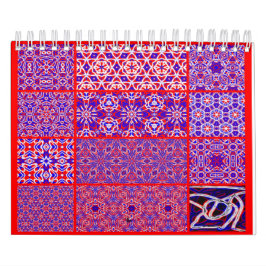 Röd, vit och blå kalender