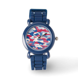 Röd vit och blå kamouflage armbandsur