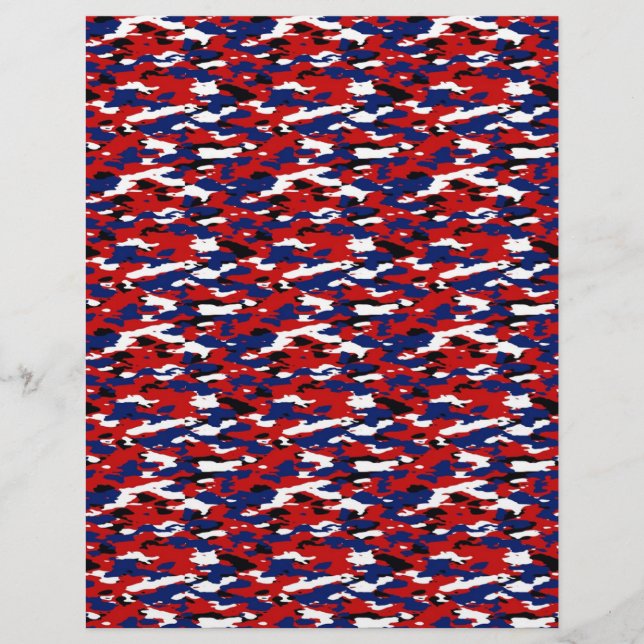 Röd vit och blå kamouflage origami-papper (Framsida)