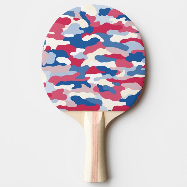 Röd vit och blå kamouflage pingisracket (Framsidan)