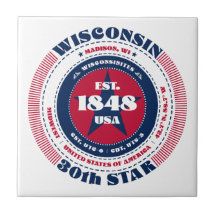 Röd, vit och blå keramiskt plattor för Wisconsin