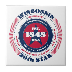 Röd, vit och blå keramiskt plattor för Wisconsin Kakelplatta