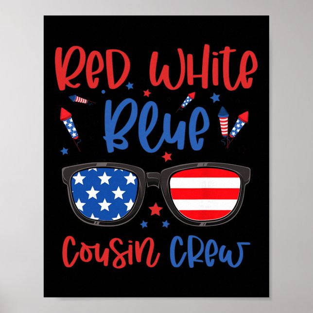 Röd Vit Och Blå Kusin Crew 4:e Juli Barn Usa Poster (Framsidan)