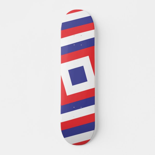 Röd vit och blå kvadratisk Skateboard (Framsida)