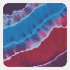 Röd vit och blå Lagrar Tie Dye Fyrkantigt Klistermärke