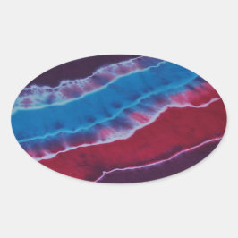 Röd vit och blå Lagrar Tie Dye Ovalt Klistermärke