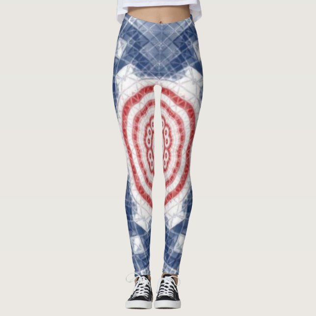 röd vit och blå leggings (Framsida)