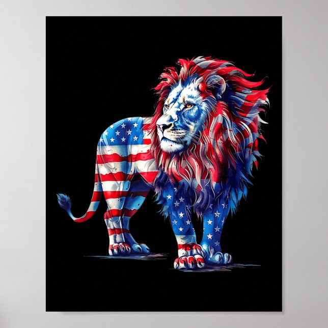 Röd vit och blå lejon  poster (Framsidan)