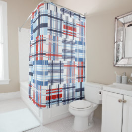 Röd, vit och blå Madras Shower Curtain