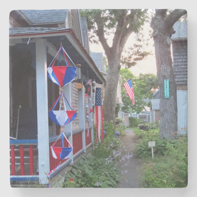 Röd, vit och blå - Martha's Vineyard Stenunderlägg (Framsidan)