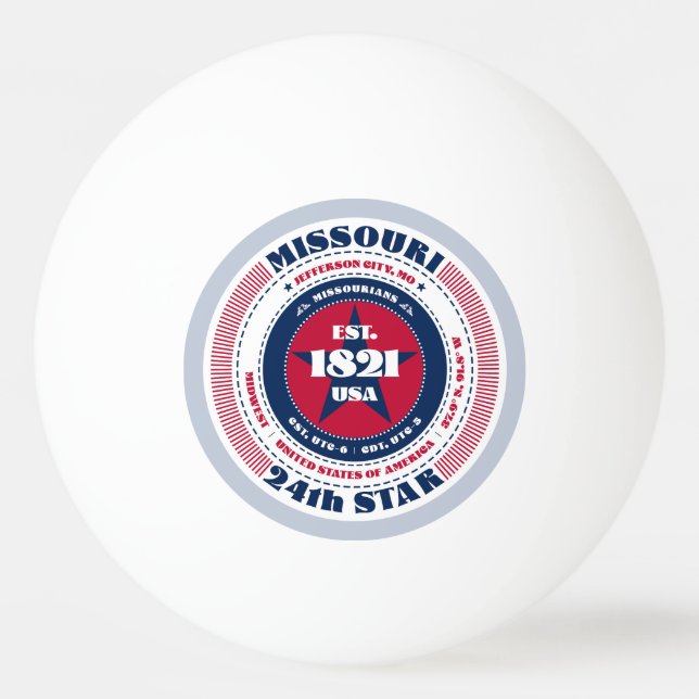 Röd, vit och blå Missouri Circle Pingisboll (Framsidan)