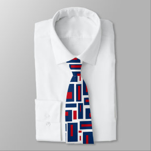 Röd, vit och blå modern geometri slips