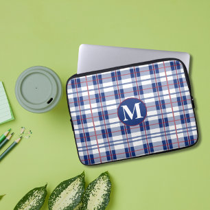 Röd, vit och blå Monogram-stift Laptop Fodral