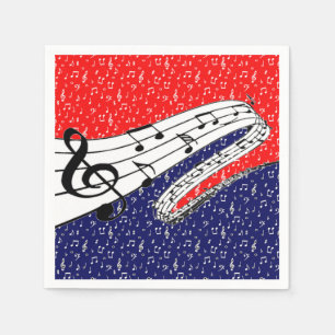 Röd vit och blå musiktema pappersservett