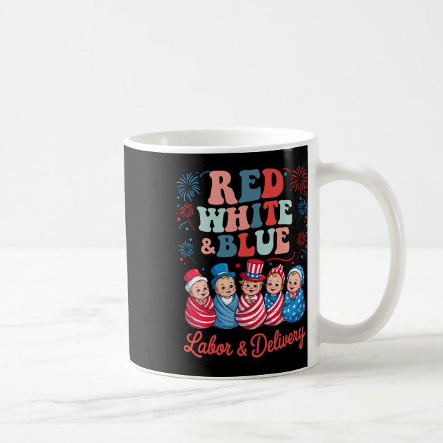 Röd vit och blå onkologi Sjukbesättning 4:e juli Kaffemugg (Höger)