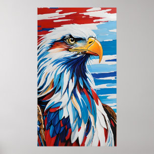 röd vit och blå örn poster