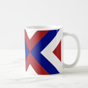 Röd, vit och blå ovroner kaffemugg