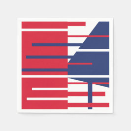 Röd, vit och blå pappersservett