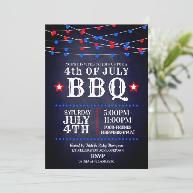 Röd, vit och blå Party Ljus 4 juli Party Inbjudningar (Stående Fram)