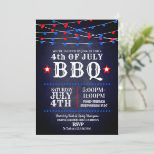 Röd, vit och blå Party Ljus 4 juli Party Inbjudningar