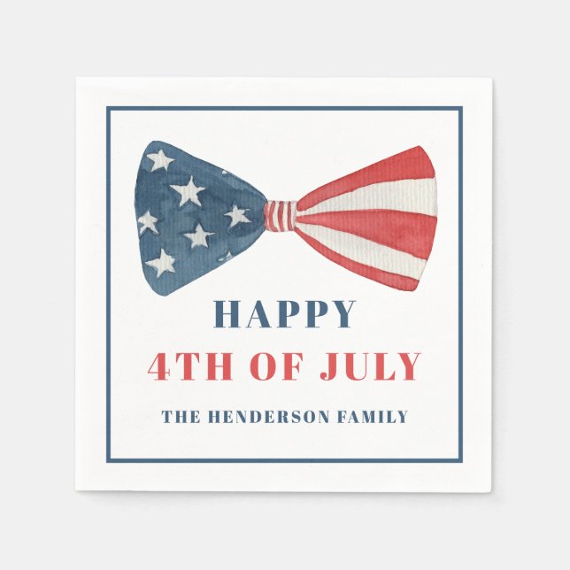 Röd, vit och blå patriotisk bin 4 juli pappersservett (Framsidan)