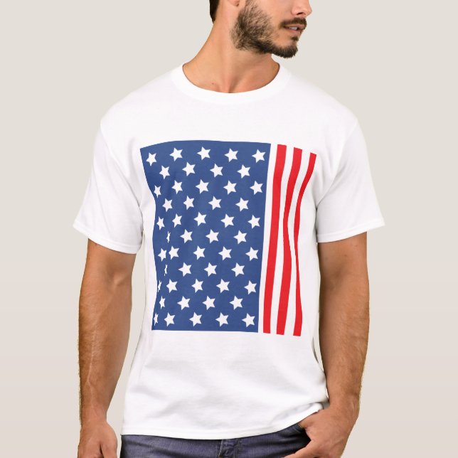 Röd, vit och blå patriotisk Flagga T Shirt (Framsida)