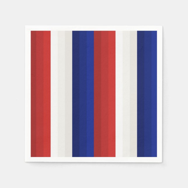 Röd Vit och Blå Patriotisk Gradientränder Pappersservett (Framsidan)