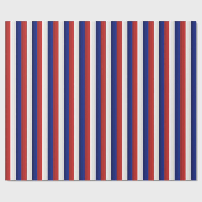 Röd Vit och Blå Patriotisk Gradientränder Presentpapper (Platt)
