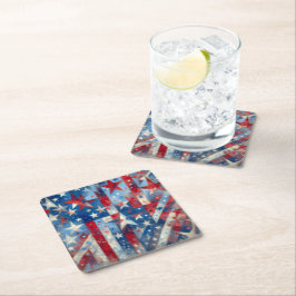 Röd, vit och blå patriotisk Independence day Underlägg Papper Kvadrat