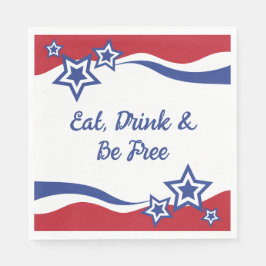 Röd, vit och blå patriotisk pappersservett