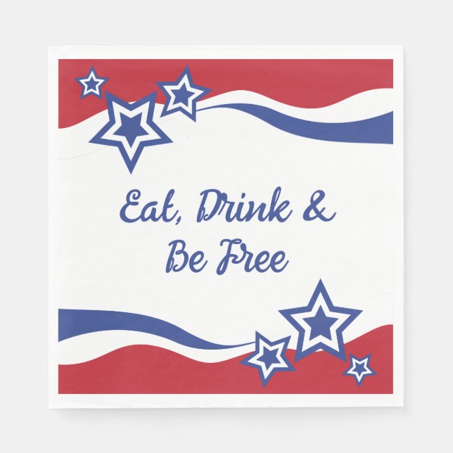 Röd, vit och blå patriotisk pappersservett (Framsidan)