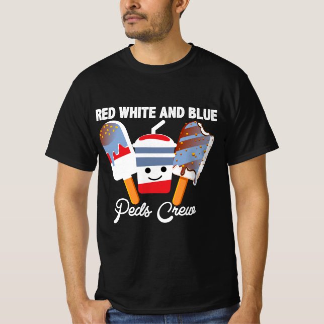 Röd Vit Och Blå Peds Crew T TRÖJA DESIGN (Framsida)