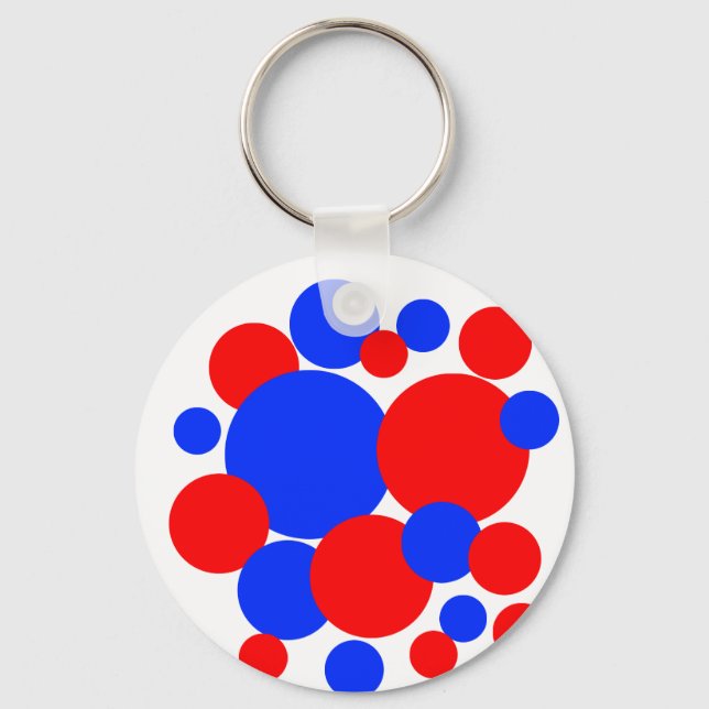 Röd, vit och blå Polka dots Nyckelring (Framsida)