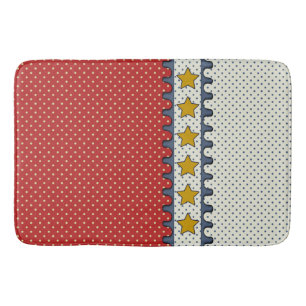 Röd, vit och blå - Polka dots, Rand, Senard Badrumsmatta