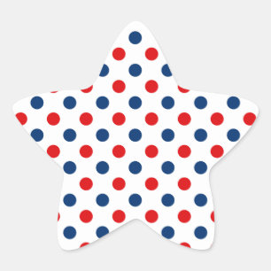 Röd vit och blå Polka dots Stjärnformat Klistermärke