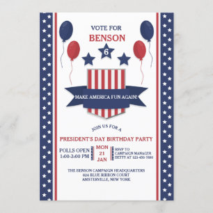 Röd Vit och Blå Presidentens Dag Inbjudan