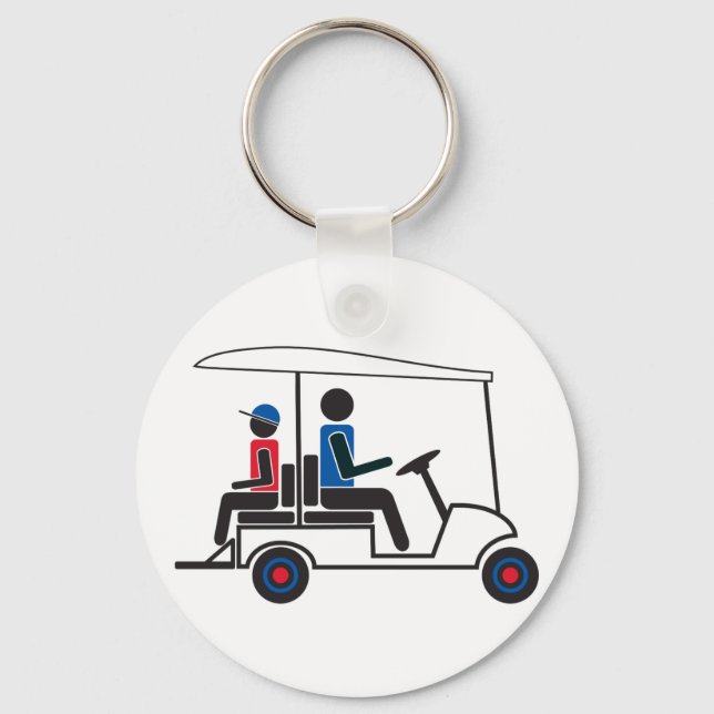 Röd, vit och blå PTC GA-familjens Golf Cart Nyckelring (Framsida)
