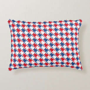 Röd vit och blå repeterande houndstooth Mönster Prydnadskudde