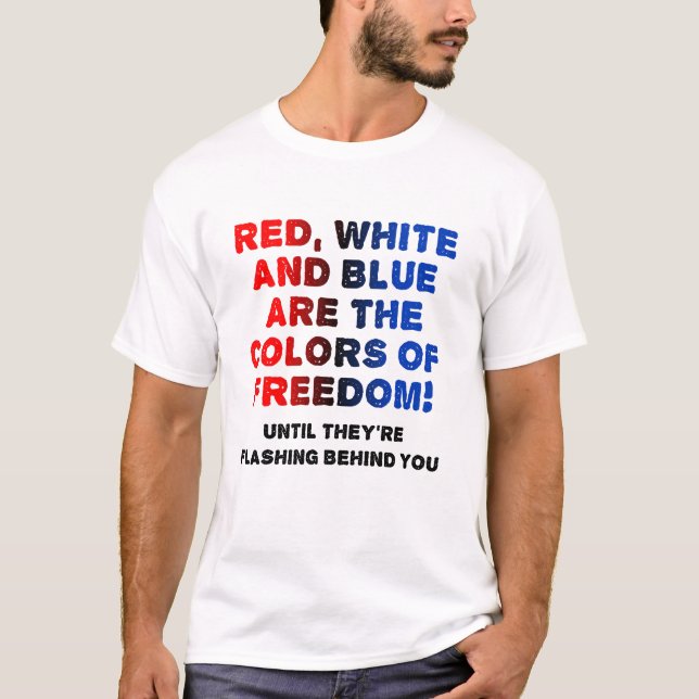 Röd Vit och Blå Rolig T-shirt (Framsida)