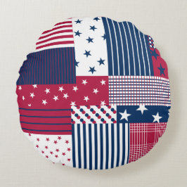 Röd, vit och blå rund kudde