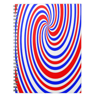 Röd vit och blå snurra anteckningsbok med spiral