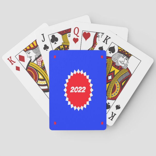 Röd, vit och blå Starburst Monogram Casinokort (Baksidan)