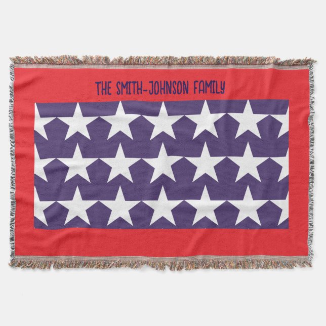 Röd vit och blå Stars och stripes 4 juli Filt (Framsidan)