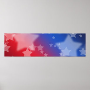 Röd vit och blå stjärnor Poster